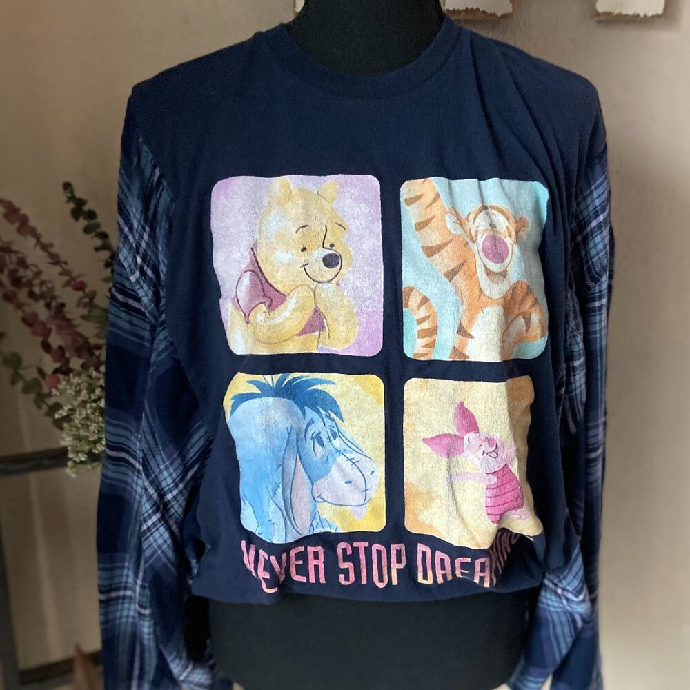 Disney Winnie the Pooh Refashioned Upcycled Reworked Flannel ~XL See Measurement